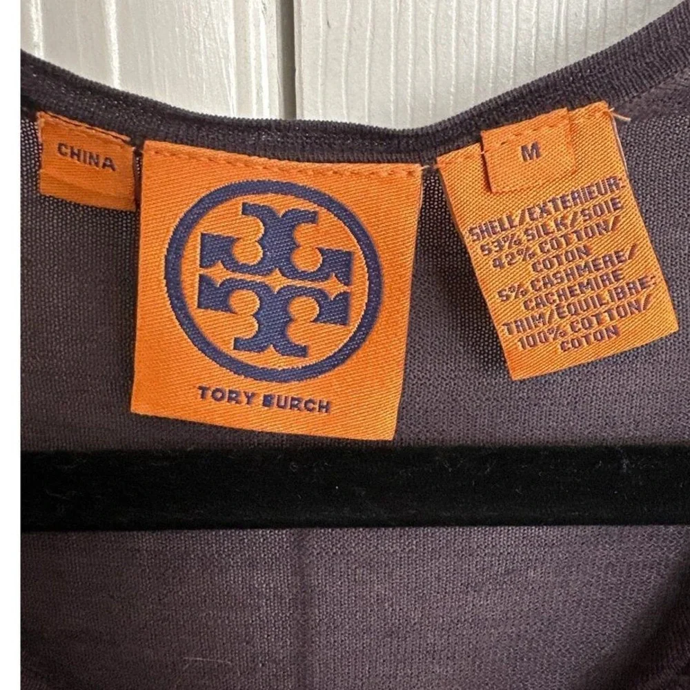 Tory Burch Silk‎ Cashmere Blend Crochet Trim Cardigan - Gray - Size M